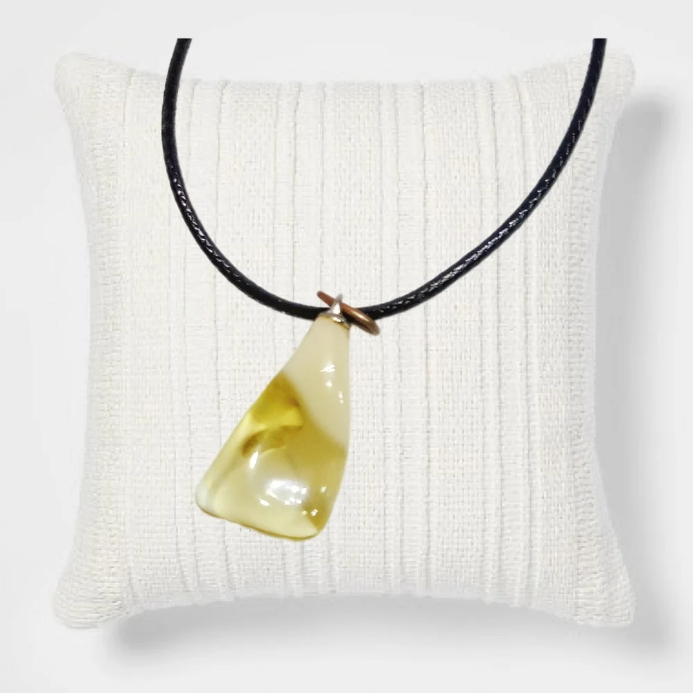 Citrine Gemstone Pendant with Black Cord Necklace